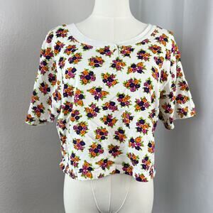 VTG Gitano Crop Top Womens Large Floral Retro Scoop Neck Boho Chic Cottagecore